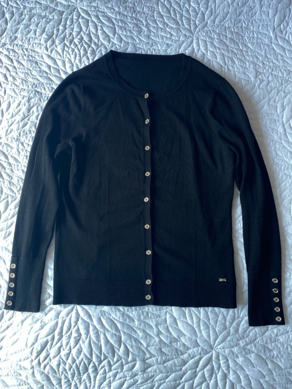 Tommy Hilfiger Black Logo Button Cardigan Sweater Size Large